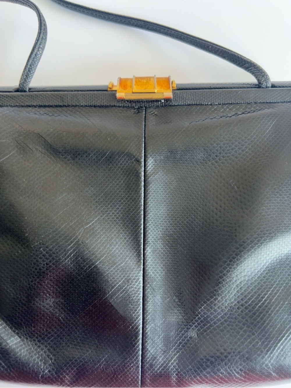 Susan Gail Genuine Snakeskin Bellido Black Vintage Crossbody Bag Made in Spain - Picture 4 of 10